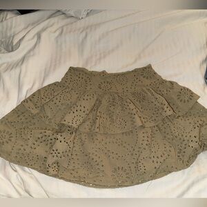 Olive Green Eyelet Skirt